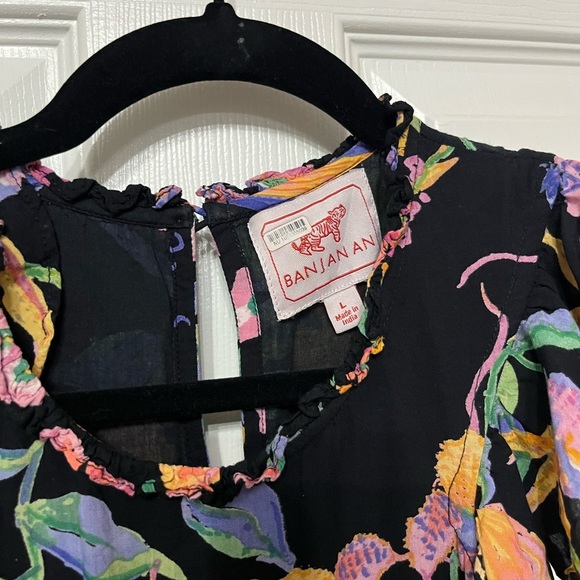 Banjanan Hannah Dress Large Eden Garden Black Print Viscose Maxi $400 - Picture 11 of 12